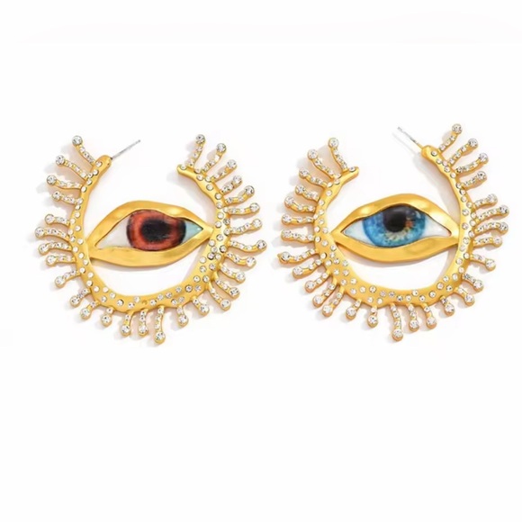Anthropologie Jewelry - Hypnotic Gaze Hoop Eyes Earrings